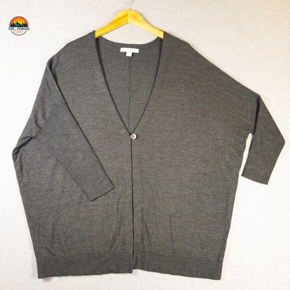 Sejour Cardigan Sweater Gray Wool Blend Knit Long Sleeve Plus Women's Size 1X - Picture 1 of 8